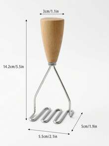1pc Wooden Handle Baking Tool Set, Ball Whisk, Spring Dough Mixer, Cheese & Lemon Grater, Potato Masher, Handheld Flour Sifter, Home Cake & Bread Making Tools, Multi-Functional Kitchen Cooking & Mixing Utensils - Multicolor - View 14
