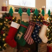 Christmas Tree Stocking Holder Stand For Cloak, Adjustable, Self-Adhesive, Silicone, Christmas Stocking Hook, Christmas Wreath Hook, Tree-Shaped Decoration, Suitable For Fireplace, Table, Shelf Decoration - Multicolor - View 8
