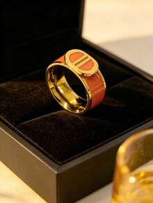 Fashionable Colorful Enamel Double D Letter Ring, Multi-Functional Daily Versatile Women's Pig Nose Ring, Valentine's Day, Wedding Party Jewelry Gift - Double D Enamel Ring - View 10