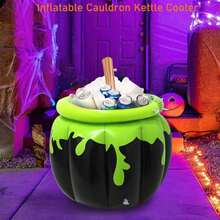 1pc Halloween Inflatable Cauldron Cooler, 23.6 X 26.4 Inch Giant Inflatable Black Cauldron And Stirring Rod Ice Bucket, Suitable For Swimming Pool Halloween Party Photo Props Decoration (Cauldron And Stirring Rod) - Ice Bucket - View 4