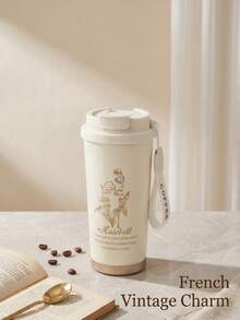 1個 500ML 保溫旅行咖啡杯，雙層不鏽鋼構造，附防漏蓋，便攜式隱藏吸管飲料杯，適合熱飲與冷飲，適用戶外露營、辦公室與公路旅行 - 彩色 - 查看 3
