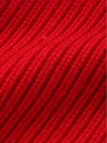 Korean Style Baby Girl Red Strawberry Knit Set, Textured Vertical Stripe Handmade Strawberry Cardigan, Solid Color Casual Pants, Gentle & Cute Infant Daily Outfit 2-Piece Set - Red - View 4