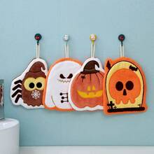 4/1pc Halloween Hanging Towels, Super Absorbent Thickened Coral Fleece Towels, Ghost And Pumpkin Halloween Decorative Towels, Suitable For Bathroom, Kitchen And Living Room, Heat-Resistant Thickened Pads, Cute And Quirky Home Decor - Multicolor - View 11