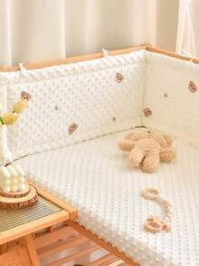 1pc Baby One-Piece Fleece Bed Guardrail, Soft Anti-Fall Bed Bumper For Infants And Children, Children's Bed Animal Embroidery Pattern Protective Rail - 240CM - View 8