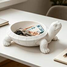 1pc White Turtle Storage Tray, Entryway Key Holder, Nordic Style Desktop Decor Ornament - Multicolor - View 8