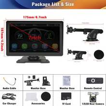 7 Inch HD Touchscreen Car Play Display Portable Car Radio Wireless CarPlay Android Auto Bluetooth GPS Navigation Mirror Link Rear View Camera, FM AUX/USB+ 64G TF Card Remote Control No Battery - D - View 9