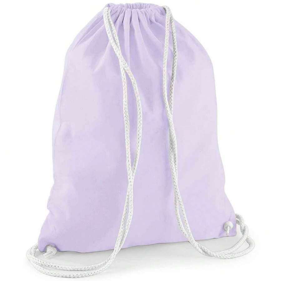 Westford Mill Cotton Drawstring Bag - Lavender/White - View 1