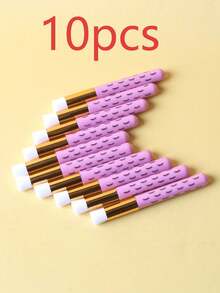 10pcs Pink Eyelash Mousse Cleaning Brushes, Solid Color Eyelash & Nose Mousse Pore Cleaning Brushes For Facial Cleansing - Pink - View 7