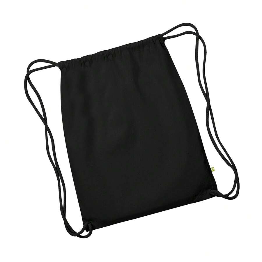 Westford Mill Earthware Organic Gymsac/Drawstring Bag (13 Litres) - Black/Black - View 1