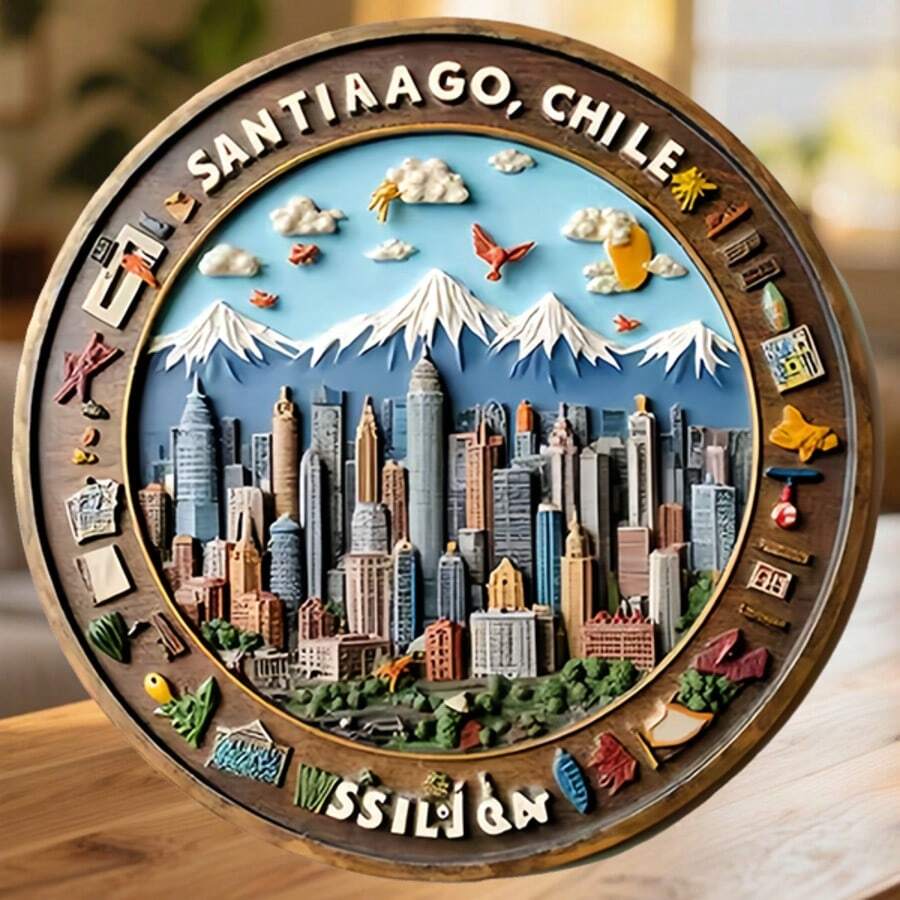 Santiago Chile Skyline Under The Gaze Of The Andes Magnet Where The Snow-Kissed Peaks Frame The Urban Pulse Keepsake For All Metal Surfaces Throughout The Home - A - View 1