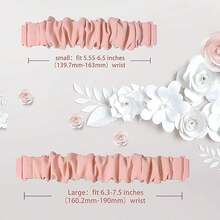 1PC Pink Pleated Hair Tie Watch Band, Compatible With Samsung Galaxy, 20mm - Pink - View 3