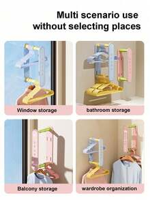 Wall Mounted Clothes Hanger Storage Organizer, Retractable Punch-Free Hanger Holder Rack For Laundry Room Bathroom Closet, Space Saving Hanger Hook Storage Rack - Telescopic Clothes Hanger - View 6