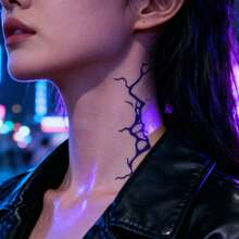 25入K-Pop Demon臨時紋身貼，動漫獵人萬聖節Cosplay服裝臨時紋身，紫色與雷射多色條紋紋身貼 - 彩色 - 查看 7