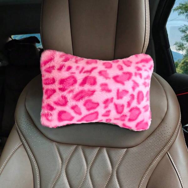 1pc Faux Rabbit Fur Soft Plush Car Seat Neck Pillow, Travel Relaxation Head And Neck Support Pillow, Comfortable Car Cushion, All Season