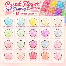 100pcs Acrylic Dual-Color Gold Foil Flower Beads, Acrylic Loose Beads For Jewelry Making - Two-tone Flower Bead - View 4