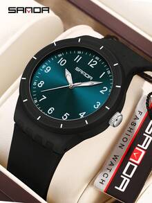 Unisex Minimalist SANDA Quartz Wristwatch, Sweat-Resistant Flexible Silicone Strap, Waterproof Shock-Resistant Easy-To-Read Pointer Watch, Suitable For School And Daily Wear - One Size - View 10