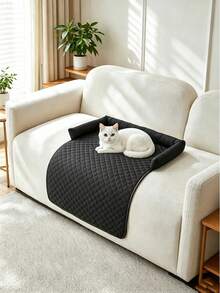 Cooling Pet Bed With Neck And Head Support, Soft Summer Pet Sofa Bed, Suitable For Small And Medium Dogs And Cats, Washable Pet Sofa Cover, Home Use, Perfect Summer Gift For Kittens And Puppies - Black - View 1