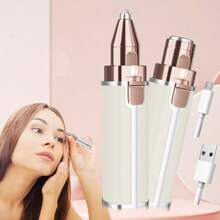 Hatteker 1pc Women's Electric Eyebrow Trimmer, Portable Multi-Function USB Rechargeable Hair Removal Device, Lipstick-Shaped Hair Removal Razor - View 2