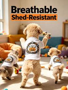 Halloween Pet T-Shirt, Suitable For Small Dogs, Medium Dogs And Cats, Holiday Outfit, Dog Clothes, Dog Supplies, Cat Supplies - Multicolor - View 1