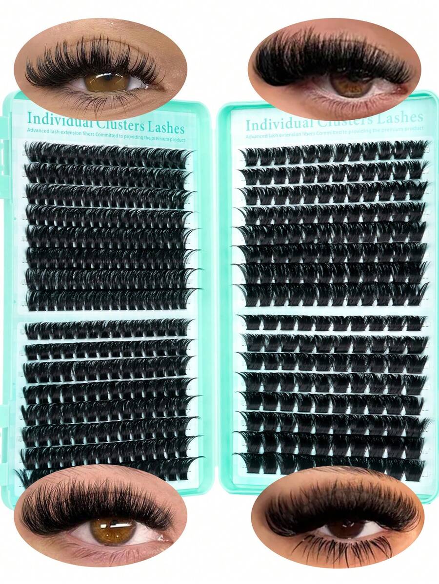 ISEEN 432pcs Eyelash Book, Soft Comfortable High Quality DIY Cluster False Eyelashes, Single Eyelash Home DIY False Eyelash Set - D - View 1