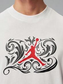 Jordan Men's AS DF SPRT LASER GFX SS CR Short Sleeve Knit Collarless T-Shirt TIV2440-100 - Red and White - View 5