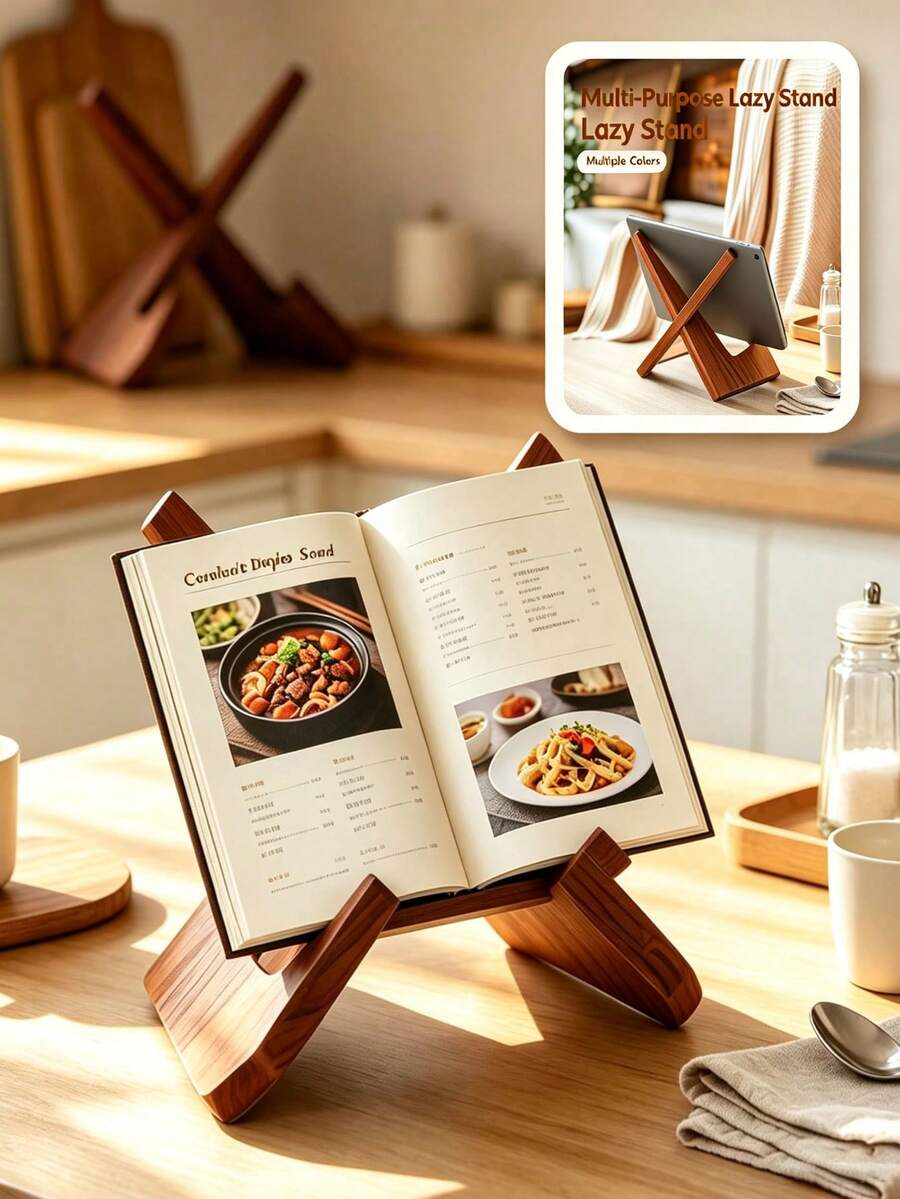1pc Minimalist X-Shaped Wooden Desktop Stand, Sturdy Cross Display Rack, Multi-Functional Support Stand, Suitable For Phone, Tablet, Cookbook, Decorative Items, Ideal Desktop Accessory For Living Room, Kitchen And Home Daily Use