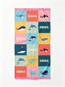 Personalized Kids Beach Towel, Groovy Ocean Animals Custom Name Towel, Fun Beach Designs, Gift For Girls Or Boys, Beach Towel For Kids - Multicolor - View 9
