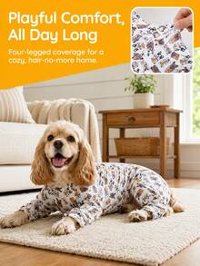 1PC Dog Shedding Hair Control Pajamas - Warm High Stretch Full Coverage Pet Rompers, Anti Licking & Bug Protective Jumpsuit For Small Medium Large Dogs, All Over Printing Dog Clothes - Cute Cartoon Bulldogs Pattern - Multicolor - View 5