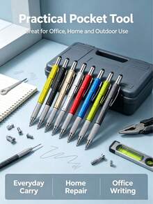 Multitool Ballpoint Pen, Built-In Screwdriver And Level Tool, Portable Multi-Function Pen For Home, Office And Outdoor Use - Round - View 7