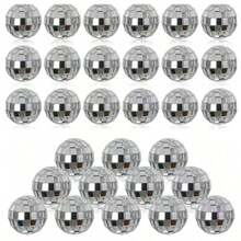 20pcs Mirror Disco Balls, Silver Reflective Glass Design, Refract Colorful Light Effects, Multiple Sizes Available, Can Be Hung Or Placed, Suitable For Party, Bar, Birthday Party, Wedding Scene Decoration, Create Retro Atmosphere, Also Can Be Used As Home Decor Ornament, Photography Prop, Atmosphere Decoration Item - Clear - View 8