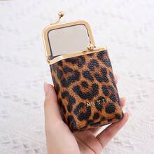 MIYIN Estuche de labial vintage con patrón de leopardo y cierre de beso con espejo interior, bolsa de cosméticos compacta portátil mini, estuche de almacenamiento de maquillaje pequeño para regalo diario de damas - Multicolor - Ver 4