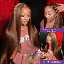 Smilegirl Chocolate Brown 13x4 HD Lace Front Human Hair Wig 26 Inch 250 Density Straight HD Lace Frontal Wigs Human Hair Pre Plucked Hairline 4 Brown Wig - Chocolate Brown - View 17