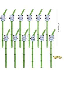 1/2/4/8pcs Reusable Bamboo Style Glass Straw Set, Panda Decor, Includes Cleaning Brush | Made Of High Borosilicate Glass | Suitable For Smoothies, Cocktails, Coffee, Milk Tea | Great For Home Gatherings, Restaurants, Travel, Parties - Style1 - View 10
