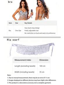 Glitter Sequin Tassel Halter Crop Top & Fringe Wrap Dance Skirt For Latin Cha-Cha Training And Competition (Available In Multiple Colors) - Multicolor - View 10