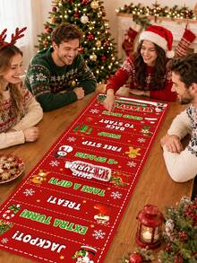 1件裝聖誕紅色遊戲計分捲軸，聚酯纖維 150*50cm 聖誕版 Ready Go 滾動遊戲道具，附卡通文字、聖誕老人、聖誕樹、雪人、薑餅人圖案，家庭聖誕派對互動道具，聖誕快樂裝飾，聖誕裝飾，冬季室內外居家裝飾，節日派對裝飾，聖誕禮物，適合生日派對、公司活動、家庭聚會與團隊建設 - 聖誕A款 - 查看 4