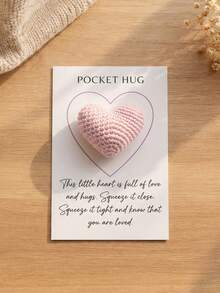 Customized Text Pocket Embrace Card, Crochet Heart-Shaped Pattern, Personalized Small Pocket Embrace Gift, Hand-Woven Heart-Shaped Commemorative Card, A Gift To Encourage And Comfort Friends. - Multicolor - View 14