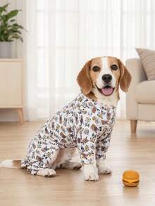 1PC Dog Shedding Hair Control Pajamas - Warm High Stretch Full Coverage Pet Rompers, Anti Licking & Bug Protective Jumpsuit For Small Medium Large Dogs, All Over Printing Dog Clothes - Cute Cartoon Bulldogs Pattern - Multicolor - View 9