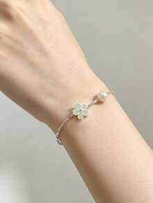 Shescity 1 chiếc vòng tay đính đá rhinestone lấp lánh họa tiết bầu trời sao mơ mộng, phụ kiện đơn giản dễ phối đồ - Bạc - Xem 3