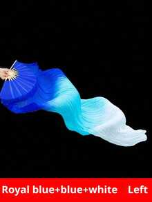 1pc Belly Dance Fan, Gradient Color Long Faux Silk Fan, Dance Performance Prop - Multicolor - View 21