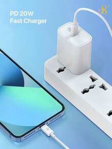 D8 1件 20W USB C 充電器，PD 快充，USB-C 線手機充電器，相容於 17/16/15 Plus、15 Pro、15 Pro Max、Pro 12.9 Gen 5/4/3、Galaxy S23 Ultra/S23/S23+/S22/S22 S21 S20 Ultra/S22+/S21+/Ultra/S20/S20+，20W USB C 充電器適用於 iPhone 17/16/15/Pro，USB-C 充電線 - 查看 5