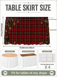 1 Stück Weihnachtskarierte Tischdecke, klassische rechteckige Tischkante aus Polyester mit Karomuster, Stechpalmenbeeren- und Weihnachtskugel-Muster, geeignet für Küchendekoration, Hochzeit, Heimdekoration, Raumdekoration, Klassenzimmerdekoration und Weihnachtsdekoration - Verschiedenfarbig - Übersicht 14