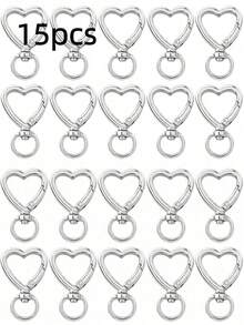 30/50/80/120pcs Heart-Shaped Swivel Lobster Clasp Keychains, Keyring Making Accessories Pendant, Jewelry Making Accessories DIY Handmade Keychains, Gold Color Carabiner Phone Charm Bag Charm Keyring Cute Zinc Alloy Spring Clasp Key Ring - Heart-shaped Keychain - View 14