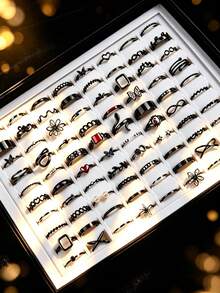 30pcs Butterfly & Snake Women's Rings Set, Elegant Minimalist Mixed Style Multi-Piece Finger Rings For Party, Vacation, Daily Wear, Fashion Jewelry Gift, Random Shipment - Random 30-piece Women's Ring Set - View 11