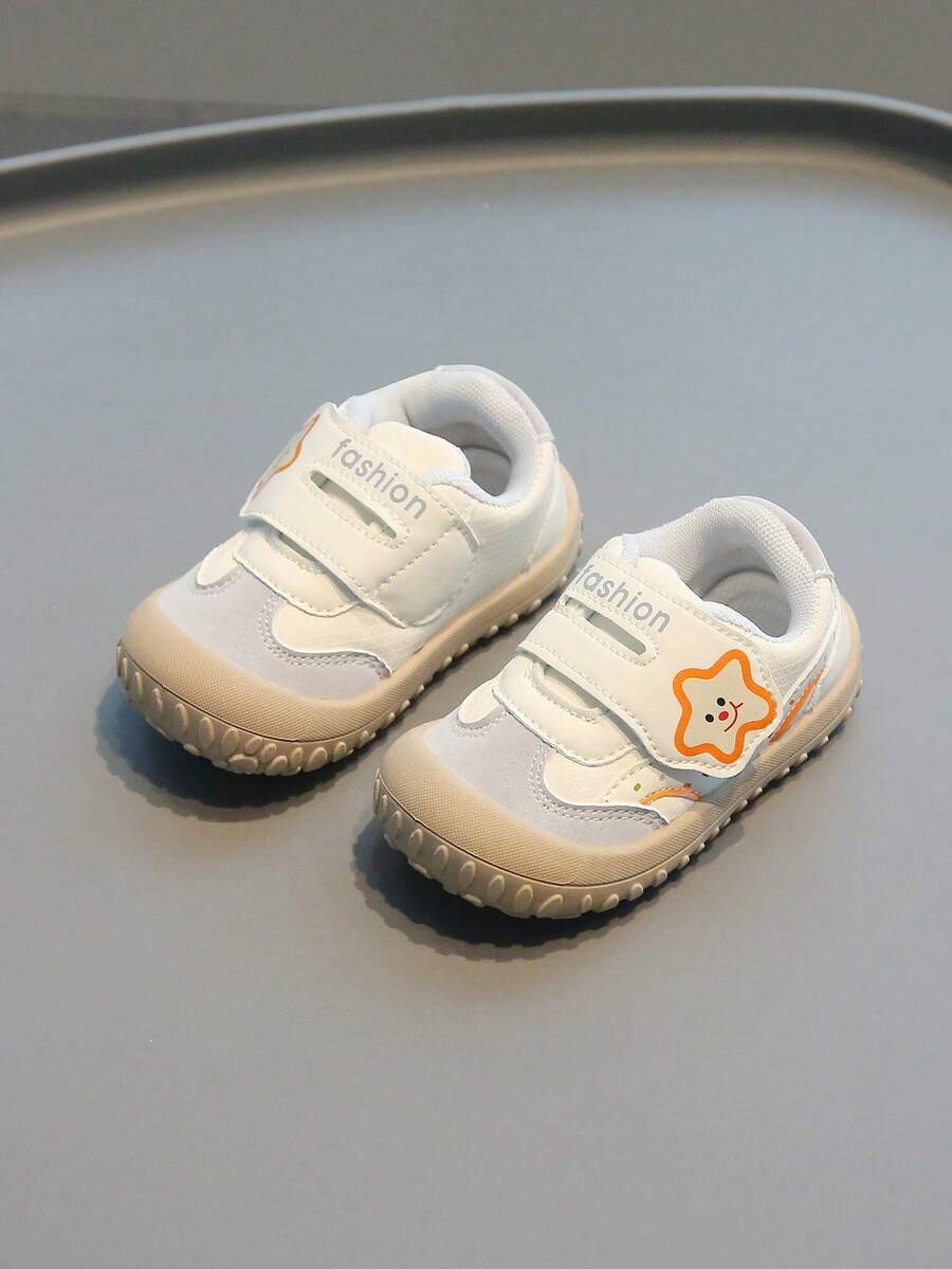 1雙幼兒星星拼接魔鬼氈平底休閒運動鞋，適合日常上學與外出[請依實際公分內長選擇] - 灰色 - 查看 1