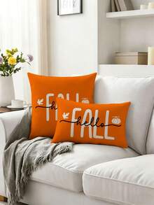 2 pièces, Housses de coussin d'automne américain, Décoration de la maison, Cadeau, Matériau en polyester, Fermeture éclair cachée, Sans rembourrage, Convient pour la décoration de la maison, Décoration du salon, Housses de coussin, Housses d'oreiller, Housses de coussin, Coussins décoratifs de canapé, Housses de coussin, Housses de coussin lombaire - Orange - Voir 1