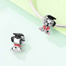1pc Cute Cartoon Animal S925 Sterling Silver Charms, Enamel Dog Cat Fox Bear Panda Beads, DIY Bracelet Spacer Beads For Women Girl Daily Jewelry Gift - Silver - View 2