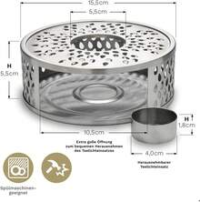 Stainless Steel Tea Warmer With Tea Light Holder, Stable Stand Compatible With Various Teapots - Silver - View 3