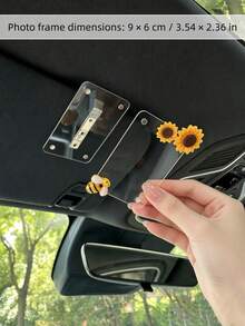 1PC Little Bee Sunflower Acrylic High Definition Car Sun Visor Photo Storage Holder Display Stand - Multicolor - View 2