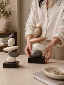 Stacked Stone Sculpture - Abstract Balanced Rock Resin Art Sculpture, Fashionable And Elegant Design, Decorative Desktop Ornament, Suitable For Home And Office, Can Be Given As Birthday, Graduation, Christmas Gift. 3 Colors Available For You To Choose - Multicolor - View 9