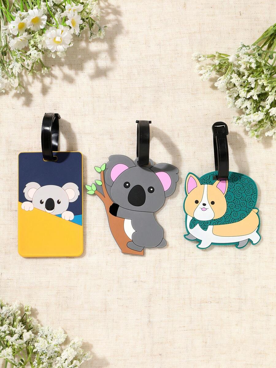 3pcs Fashionable Minimalist Premium Letter Travel Luggage Quick Identification Tags, Minimalist Fashion Letter Pattern Luggage Tags, Lightweight Suitcase Tags, Travel Accessories, Luggage Identification Tags, Airplane Boarding Pass, Travel Carry Identification Tags - Multicolor - View 1